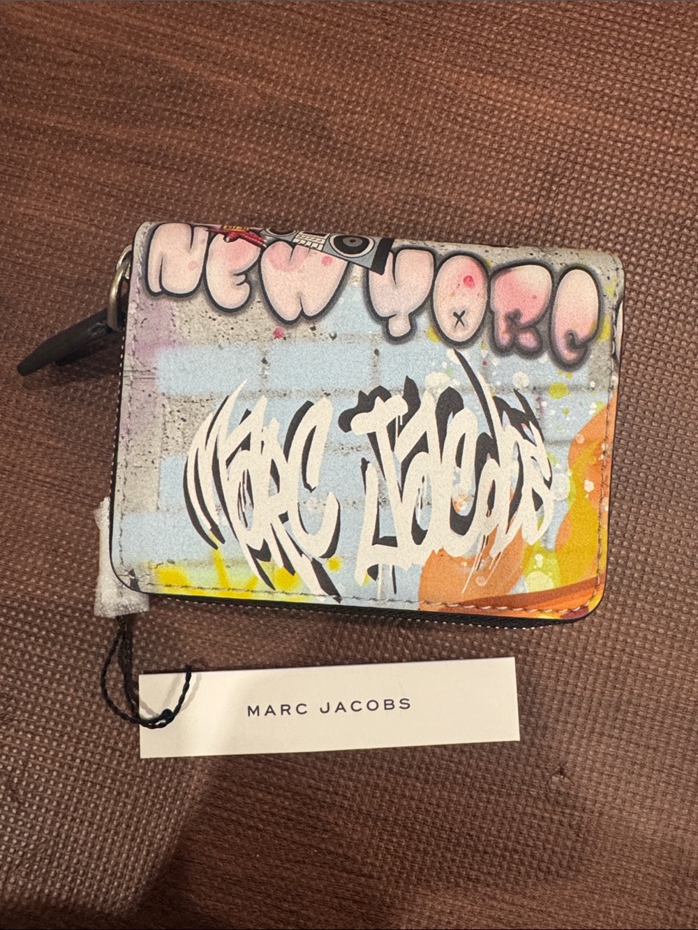 Marc Jacobs Graffiti Print Compact Wallet - Pastel Blue & Pink Accents